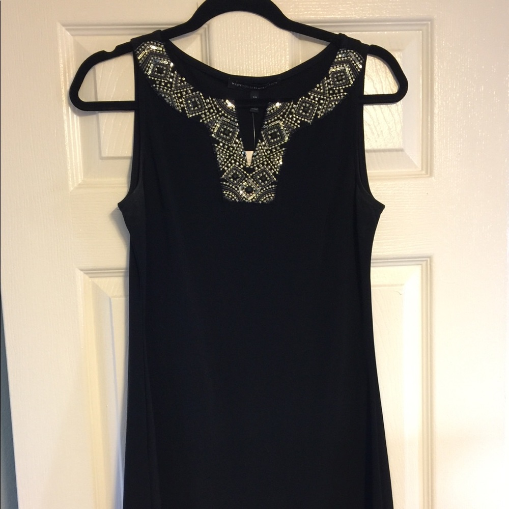 White House Black Market Embellished V-neck Dress